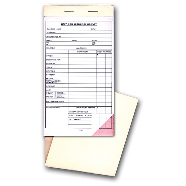 Asp Used Vehicle Appraisal Book, 4 1/4" X 7 3/4", 2 Part, 1 Bk (25 Per Bk) 8335 - main